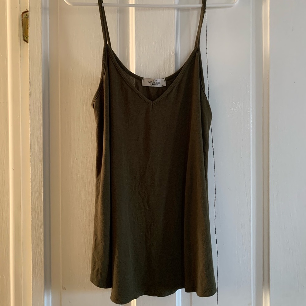 CJLA spaghetti strap tank in green